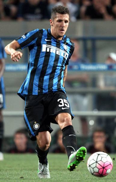Il neo acquisto dell&#39;Inter Stevan Jovetic, durante il triangolare Inter-Milan-Sassuolo il 12 agosto scorso (Forte)